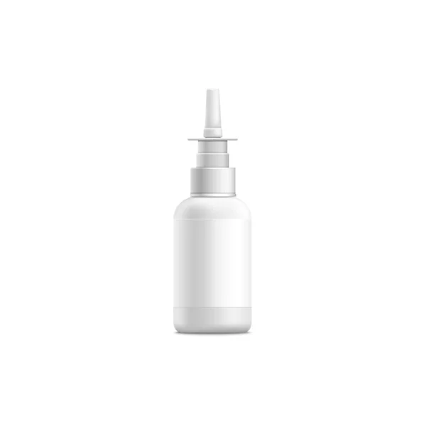 Branco plástico nariz spray recipiente garrafa mockup isolado no fundo branco — Vetor de Stock