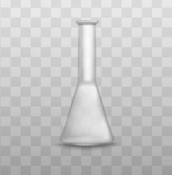 Realistic empty glass beaker with triangle bottom shape — Stock Vector