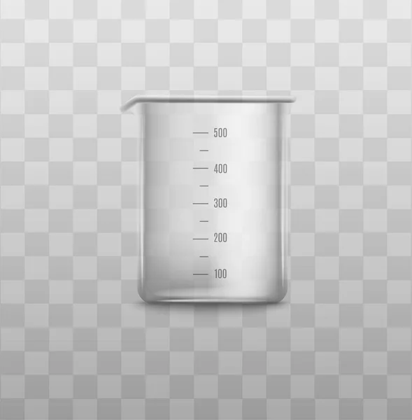 Empty glass measuring cup with number scales isolated on transparent background — ストックベクタ