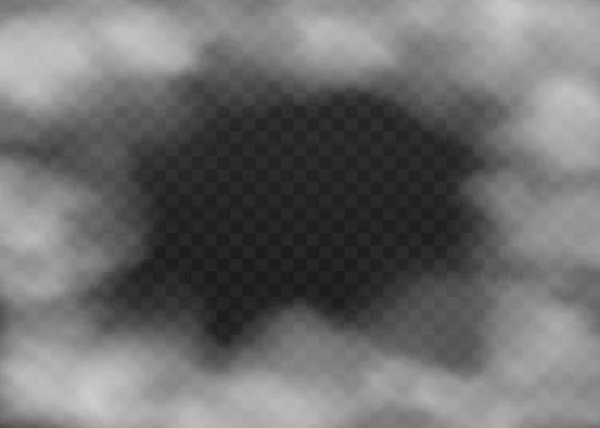 Дим хмарний туман рамка ізольована на темному прозорому фоні — стоковий вектор