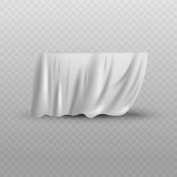 Covering drape, white curtain or cloth realistic vector illustration isolated. — Stock Vector