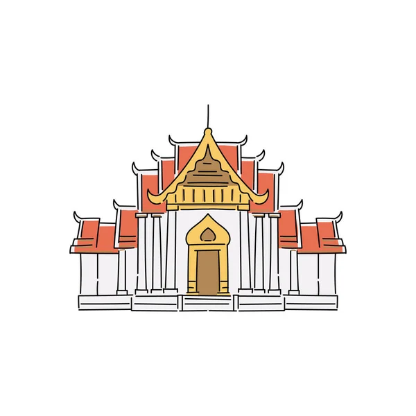 佛教庙宇或宫殿，亚洲宝塔矢量卡通画孤立. — 图库矢量图片