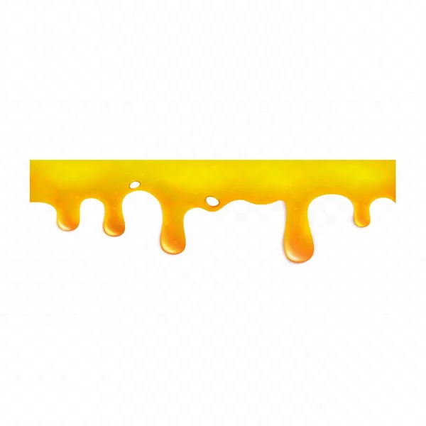 Honey drip shape isolated on white background - realistic golden yellow liquid — Stockvector