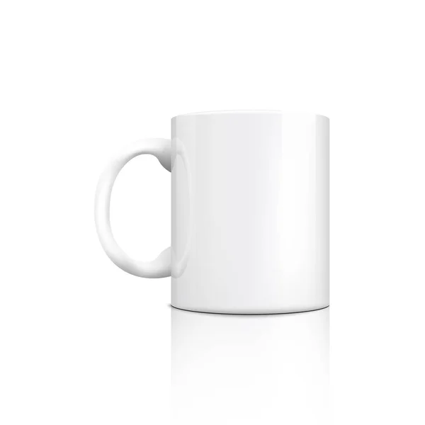 Taza blanca clásica aislada sobre fondo blanco - maqueta de taza realista — Vector de stock