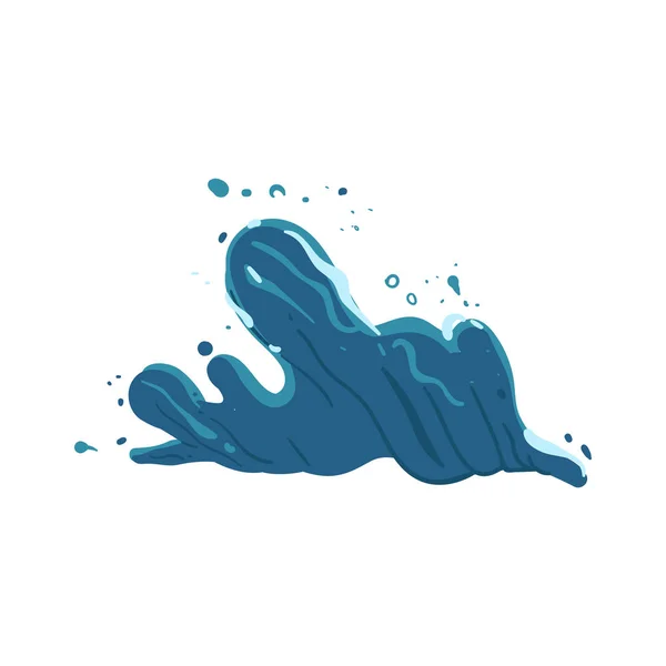 Mer ou océan vague eau bleu éclaboussure dessin animé vecteur illustration isolé . — Image vectorielle