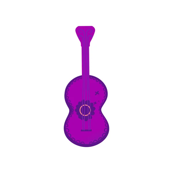 Néon violet mexicain ou country guitare plat dessin animé illustration isolé . — Image vectorielle