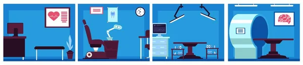 Empty hospital room set with medical equipment flat cartoon interior collection — 스톡 벡터