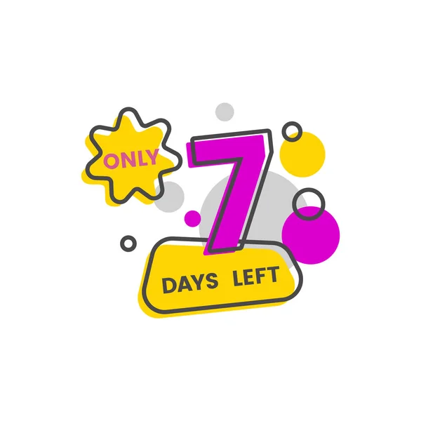 Promotional banner with seven days left sign cartoon vector illustration isolated. — 图库矢量图片
