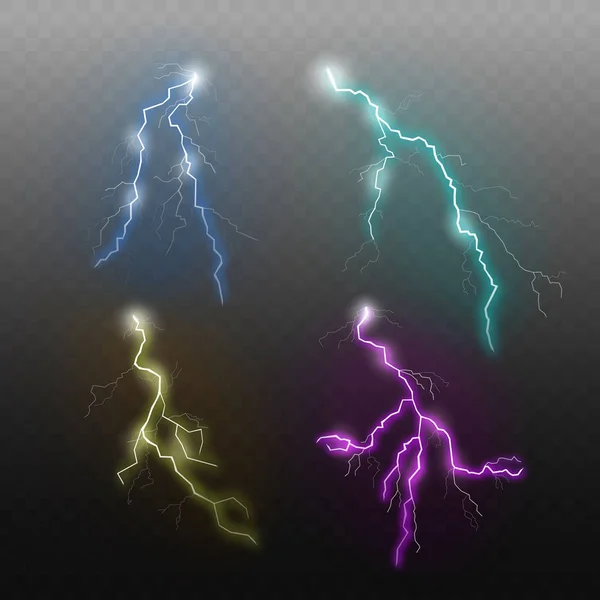 A set of flashes of electric lightning during a thunderstorm. — ストックベクタ