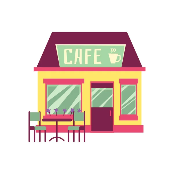 Lindo edificio de café exterior aislado sobre fondo blanco — Vector de stock