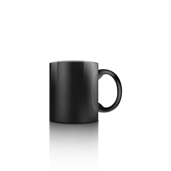 Black mug mockup isolated on white background - realistic coffee cup — Stock Vector