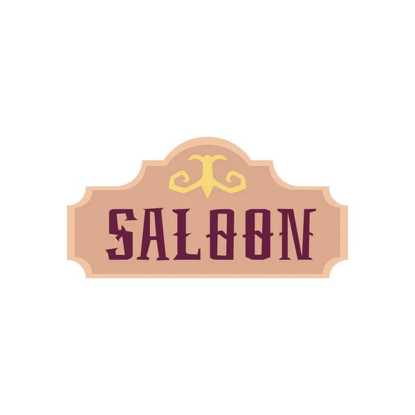 Alte Western Saloon Vintage Schild flache Cartoon-Vektor-Illustration isoliert. — Stockvektor