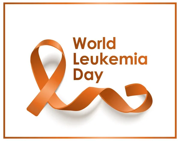 Día Mundial de la Leucemia - Insignia de solidaridad de cinta naranja aislada sobre fondo blanco — Archivo Imágenes Vectoriales