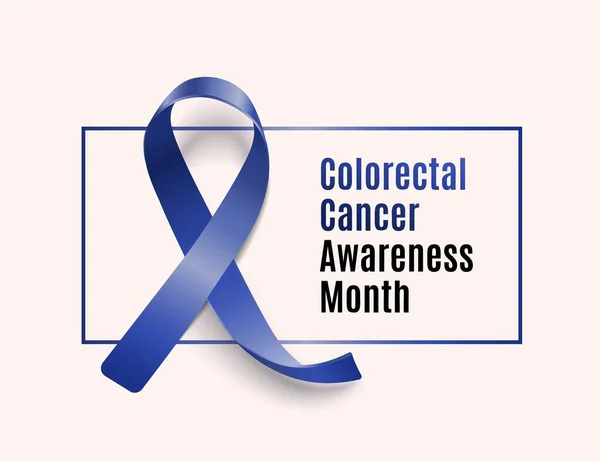 Monat des Darmkrebsbewusstseins - dunkelblaues Band mit Text — Stockvektor
