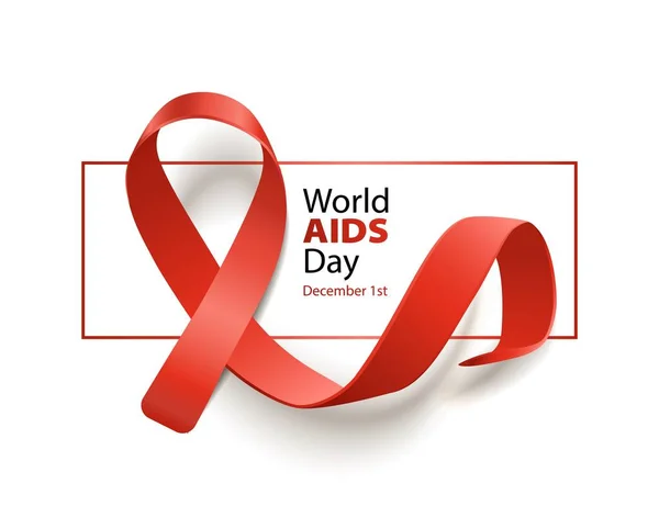 Banner de conscientização do Dia Mundial da AIDS com ilustração vetorial de fita vermelha isolada . — Vetor de Stock