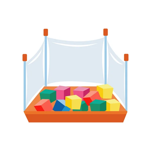 Zone de jeu pour enfants parc pour enfants avec cubes dessin animé plat vecteur illustration isolé . — Image vectorielle