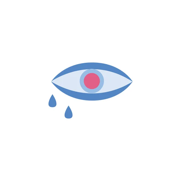 Ojo humano con lágrimas o gotas de agua icono vector plano ilustración aislada . — Vector de stock