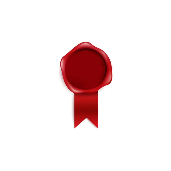 Sello rojo de cera o sello de certificación de garantía 3d vector ilustración aislado . — Vector de stock