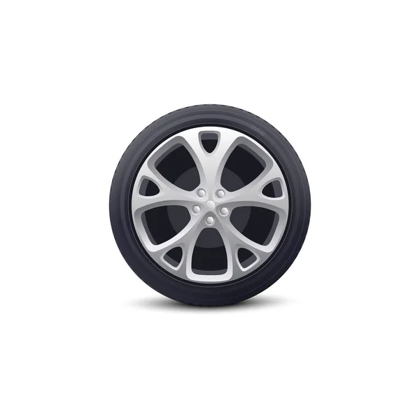 Car wheel isolated object realistic vector illustration on white background. — Stock Vector