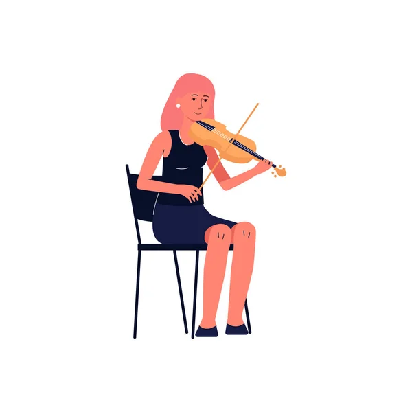 Músico de orquesta con violín, ilustración vectorial plana aislada . — Vector de stock