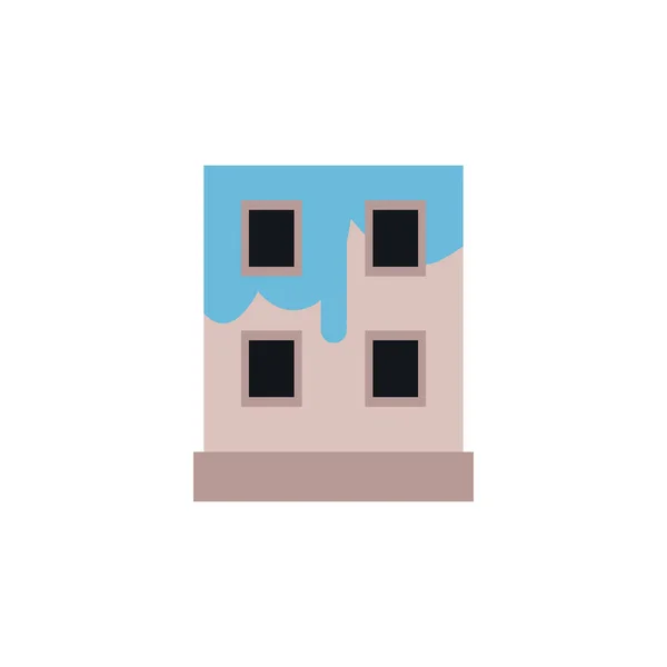 Pintura azul da casa, logotipo e ícone de reparação . — Vetor de Stock