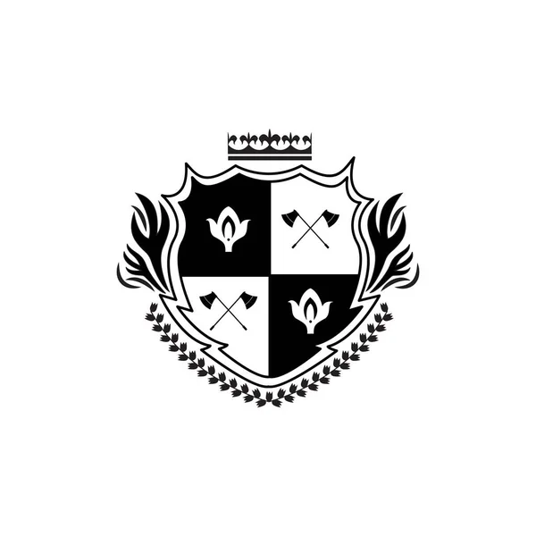 Riddarsköld emblem, logotyp eller märke vintage vektor illustration isolerad. — Stock vektor