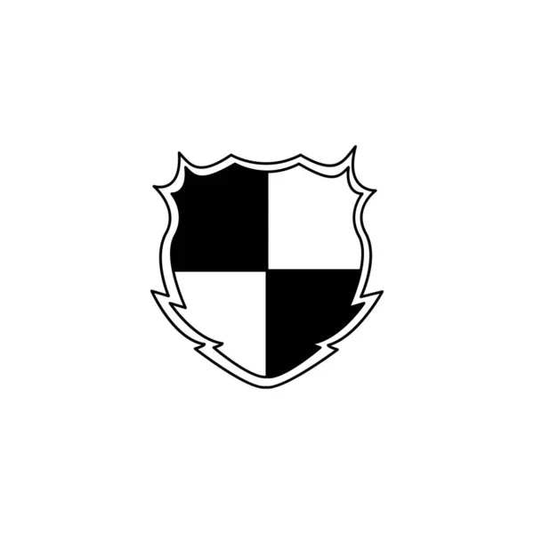 Insignia de escudo a cuadros en blanco y negro con espacio de copia central en blanco — Vector de stock