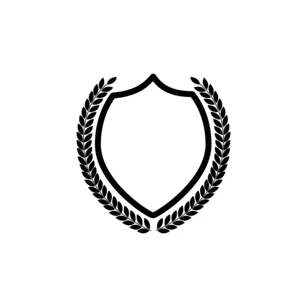 Insignia y logotipo de un escudo real vacío con una corona de laurel y ramas . — Vector de stock