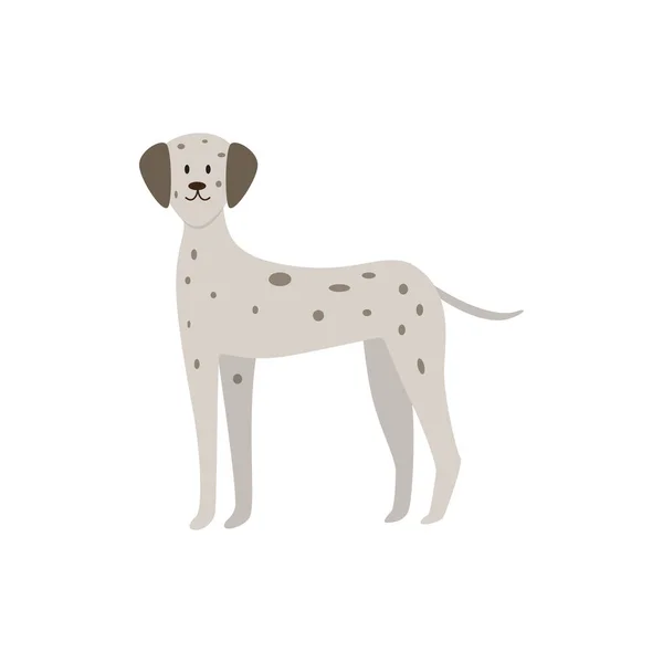 Söt tecknad dalmatiska hund stående med upphetsad ansikte — Stock vektor