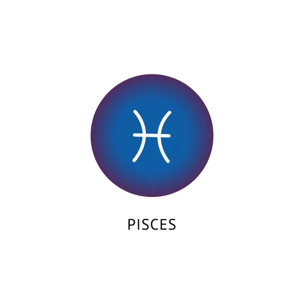 Piscis símbolo de signo de estrella dentro del icono círculo azul aislado sobre fondo blanco — Vector de stock