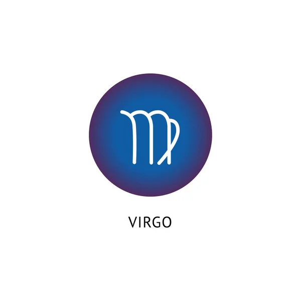 Signo de estrella Virgo icono en forma de círculo azul aislado sobre fondo blanco — Vector de stock