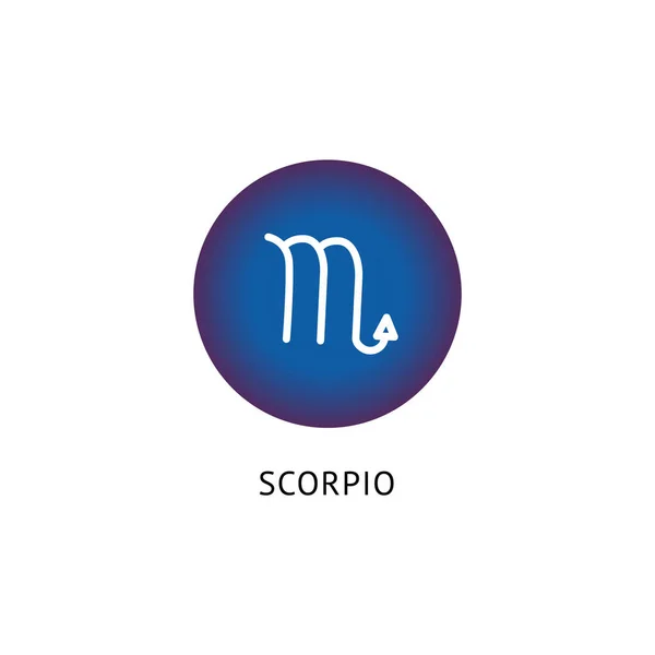 Escorpio icono de signo de estrella aislado sobre fondo blanco - círculo con el símbolo del zodíaco — Vector de stock