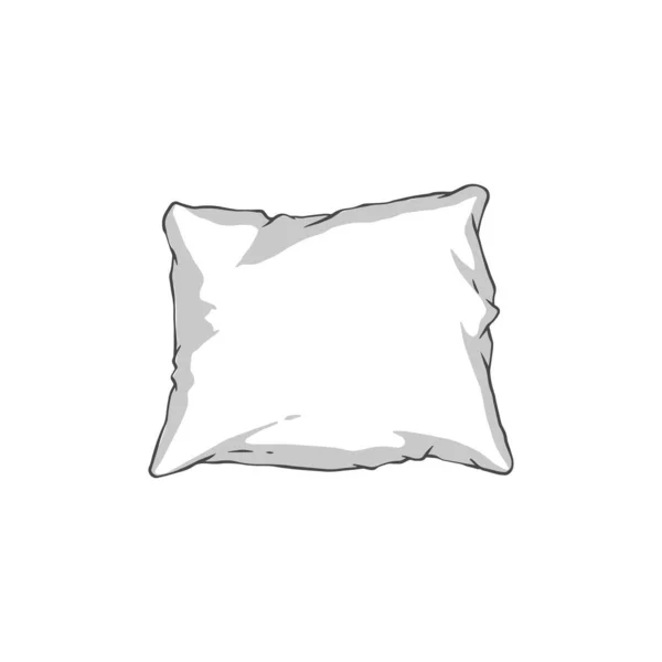 Oreiller doux dessiné à la main isolé sur fond blanc. Coussin carré contour — Image vectorielle