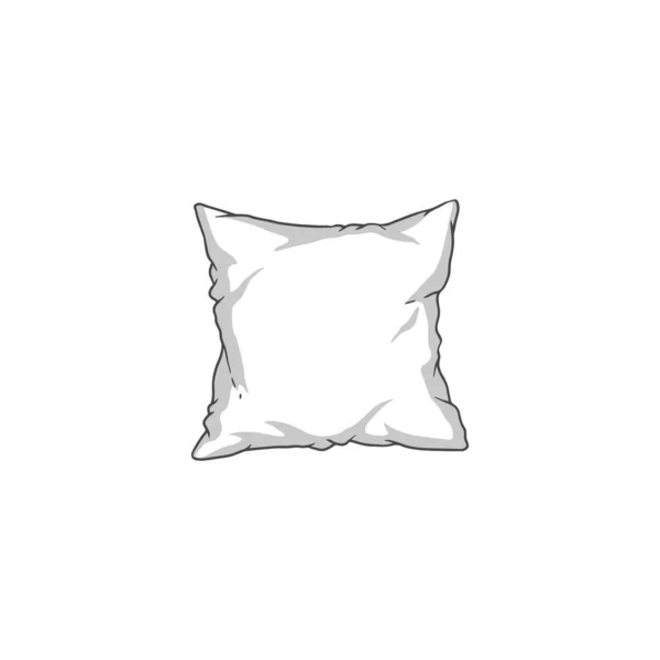 Oreiller carré blanc illustration vectorielle de ligne noire dans le style croquis isolé . — Image vectorielle