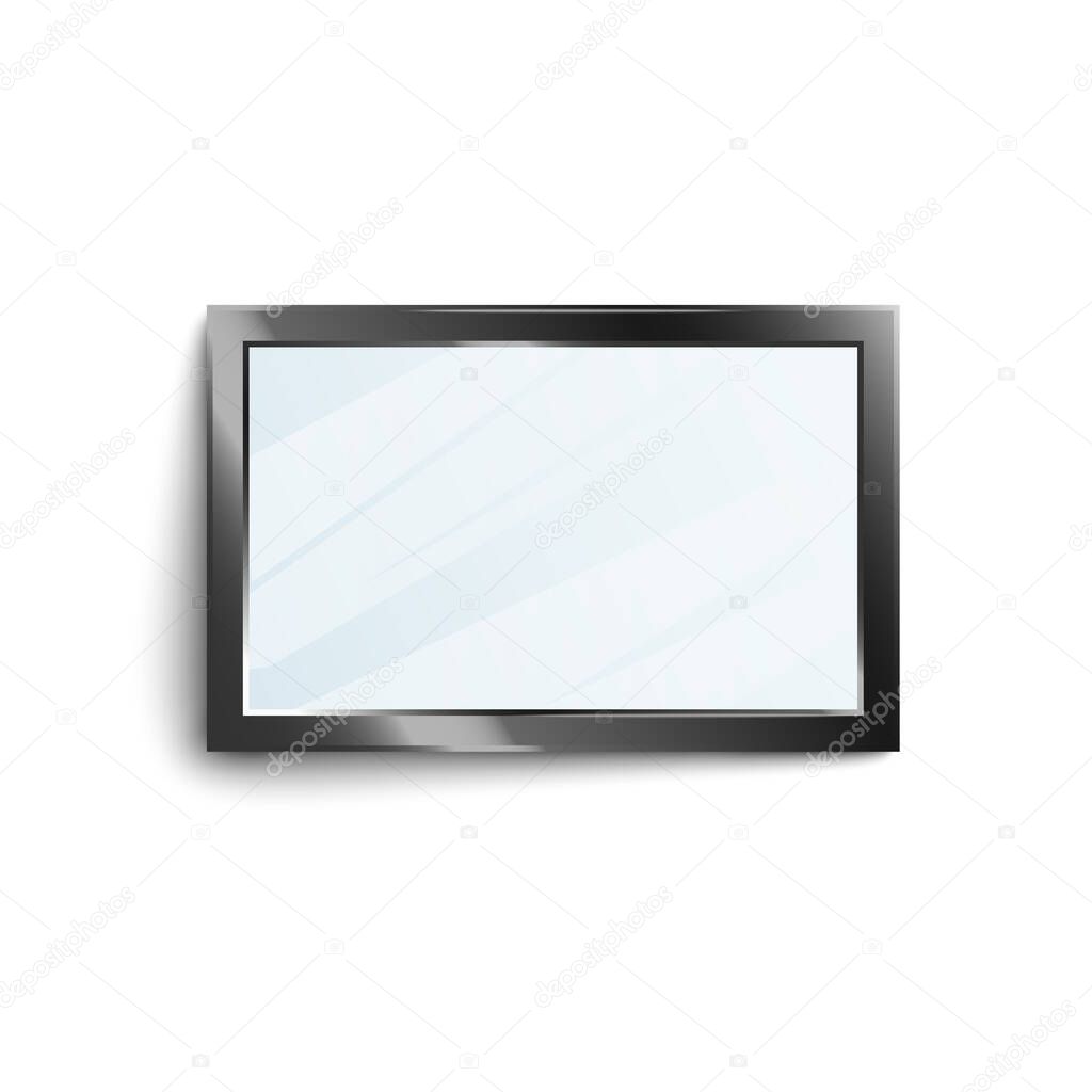 Black rectangle mirror frame with shiny glass surface