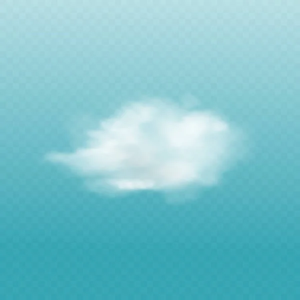 Witte wolk geïsoleerd op blauwe lucht achtergrond - realistische mist textuur — Stockvector