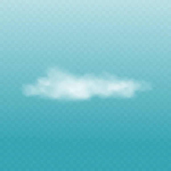 Realistic white fluffy cloud isolated on transparent blue sky background — ストックベクタ