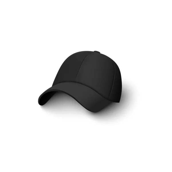 Черная шапка макет изолирован на белом фоне - реалистичная бейсболка — стоковый вектор