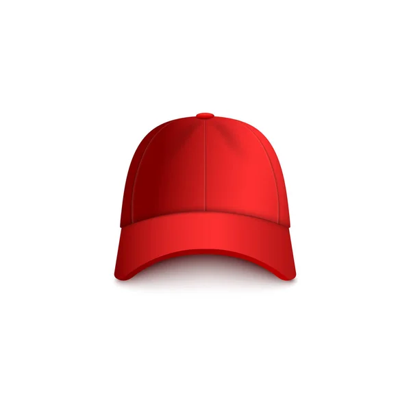 Realistic red baseball cap mockup isolated on white background — ストックベクタ