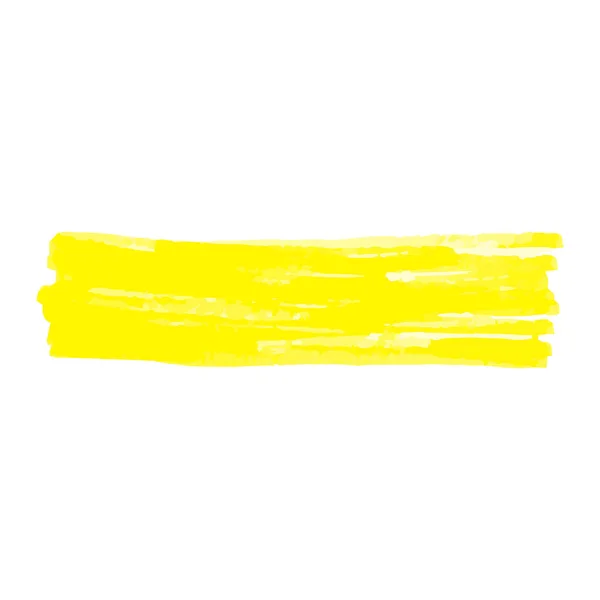 Grattage de surligneur jaune en forme de rectangle et texture de trait de marqueur permanent — Image vectorielle