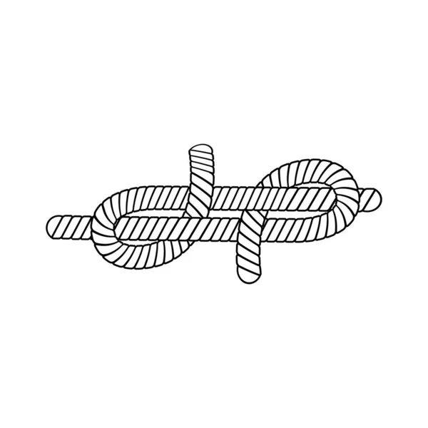 Elszigetelt tengeri kötél vagy tengeri kötélcsomópont vagy csomópont rajzvektor illusztrációja. — Stock Vector