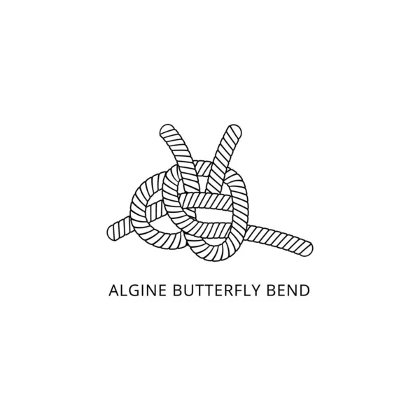 アルギン蝶は、海洋ロープ結び目を曲げ細い線ベクトルのイラストを分離. — ストックベクタ