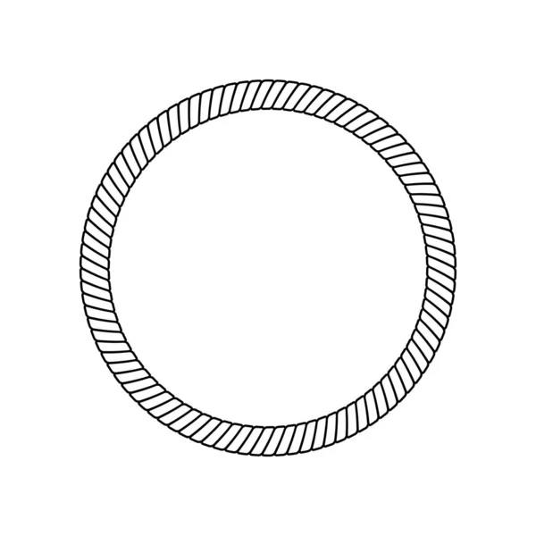 黑白相间的圆形钢丝绳框架,用于航海设计的隔离边框装饰 — 图库矢量图片