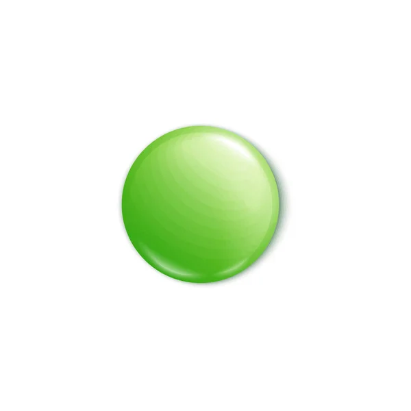 Modèle vide rond vert brillant bouton broche . — Image vectorielle