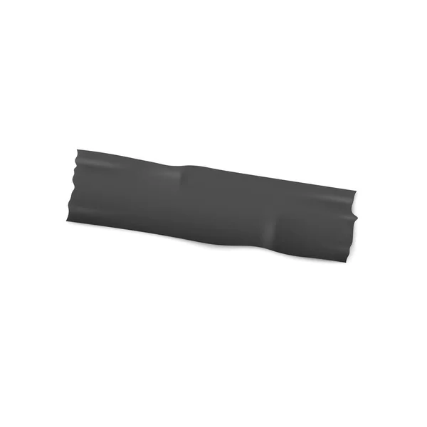 Een stuk zwart plakband of maskingtape met gescheurde randen realistische stijl — Stockvector