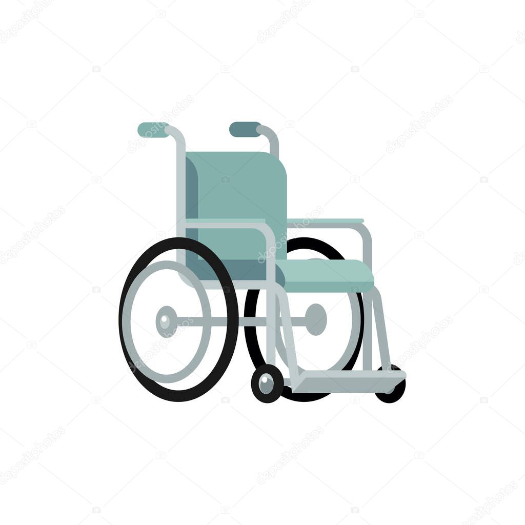 Wheelchair for disabled people mobility flat vector illustration isolated.