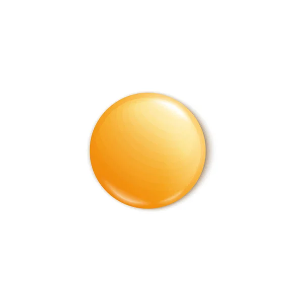 Gele ronde badge of blanco pin knop realistische vector illustratie geïsoleerd. — Stockvector