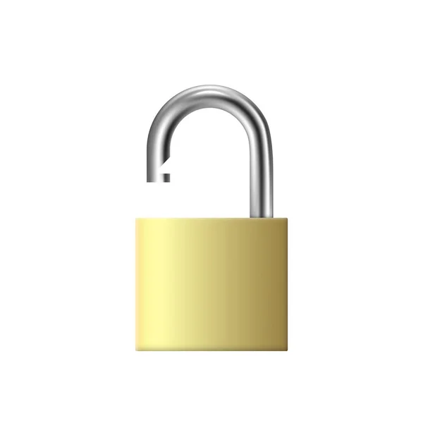 Unfastened padlock in square shape realistic mockup vector illustration isolated. — 스톡 벡터