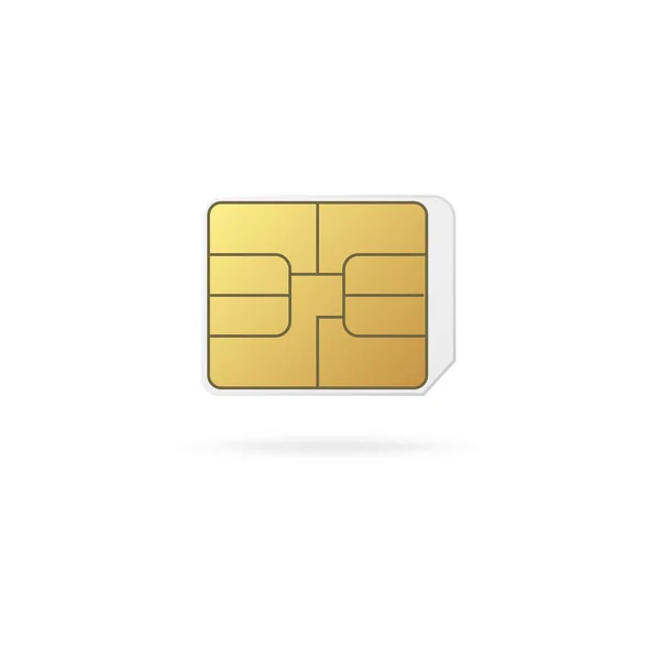 Microchip de plantilla de tarjeta SIM de teléfono, ilustración vectorial realista aislado . — Vector de stock