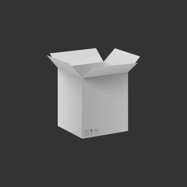 Burla de caja de entrega blanca con marcas, ilustración vectorial realista aislado . — Archivo Imágenes Vectoriales